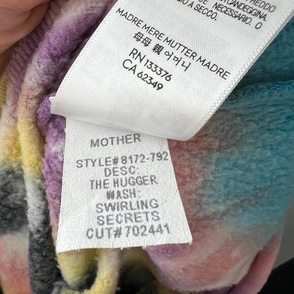 MOTHER The HUGGER Swirling Secrets Black Pink Sweatshirt Tie Dye Size X-Small - Picture 9 of 9